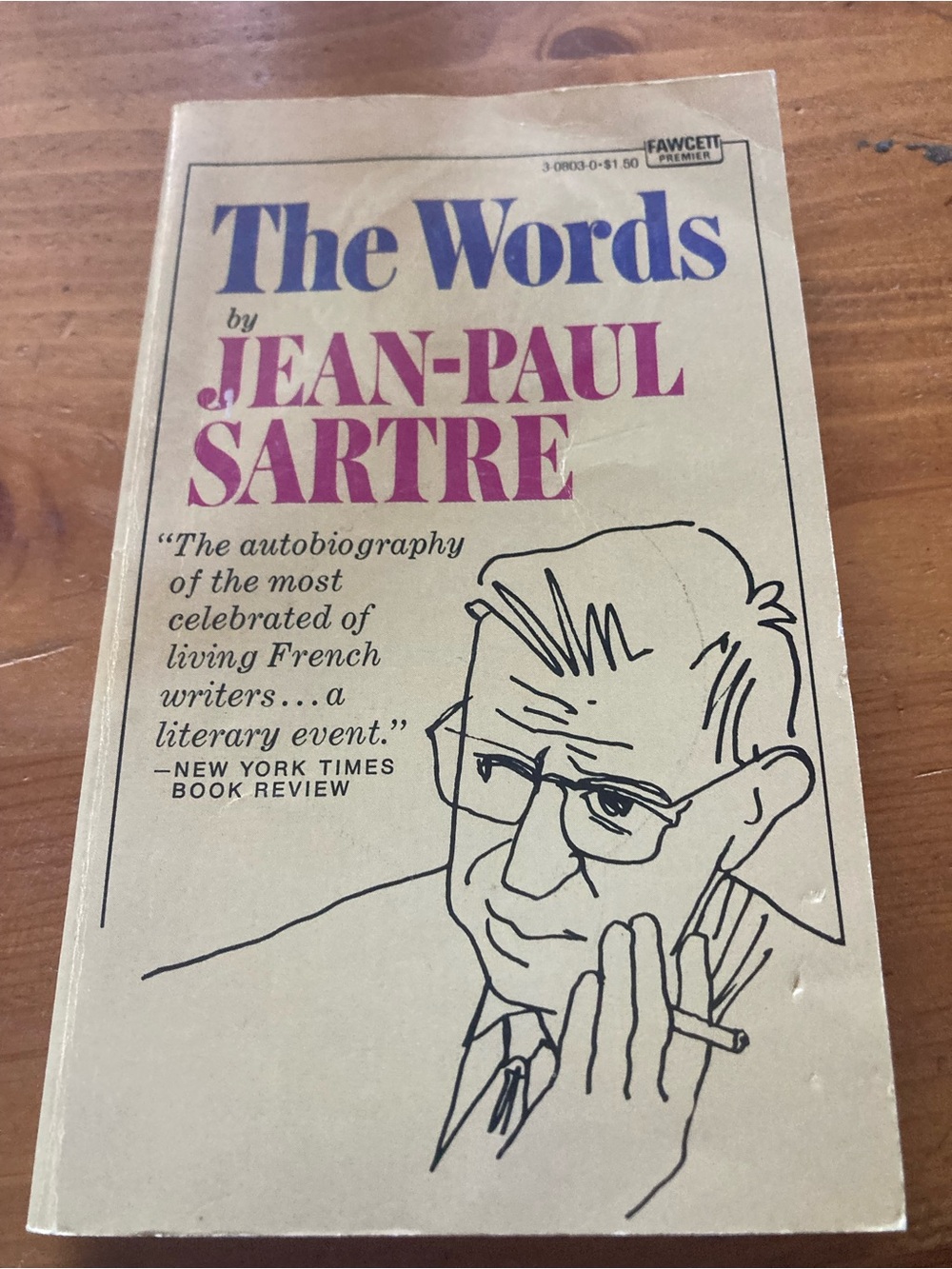 The Words by Jean-Paul Sartre - Beige Cover with Pink Title